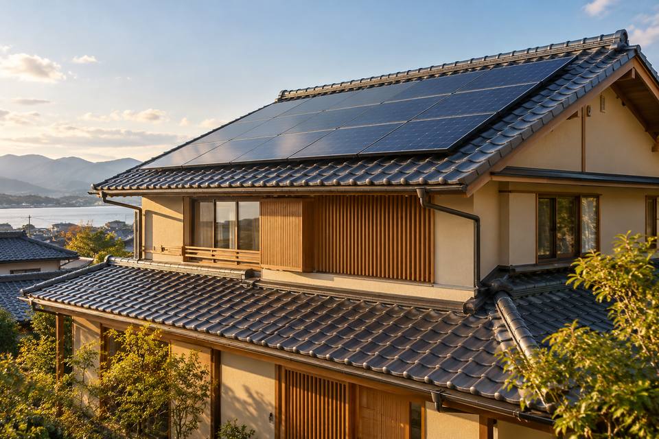 屋根の太陽光パネル（イメージ）